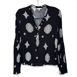 Re:named Black Paisley Blouse Women’s Size Large Seersucker